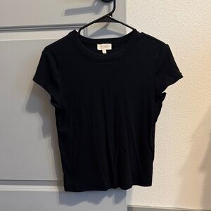 Haven Black Ribbed Tee M